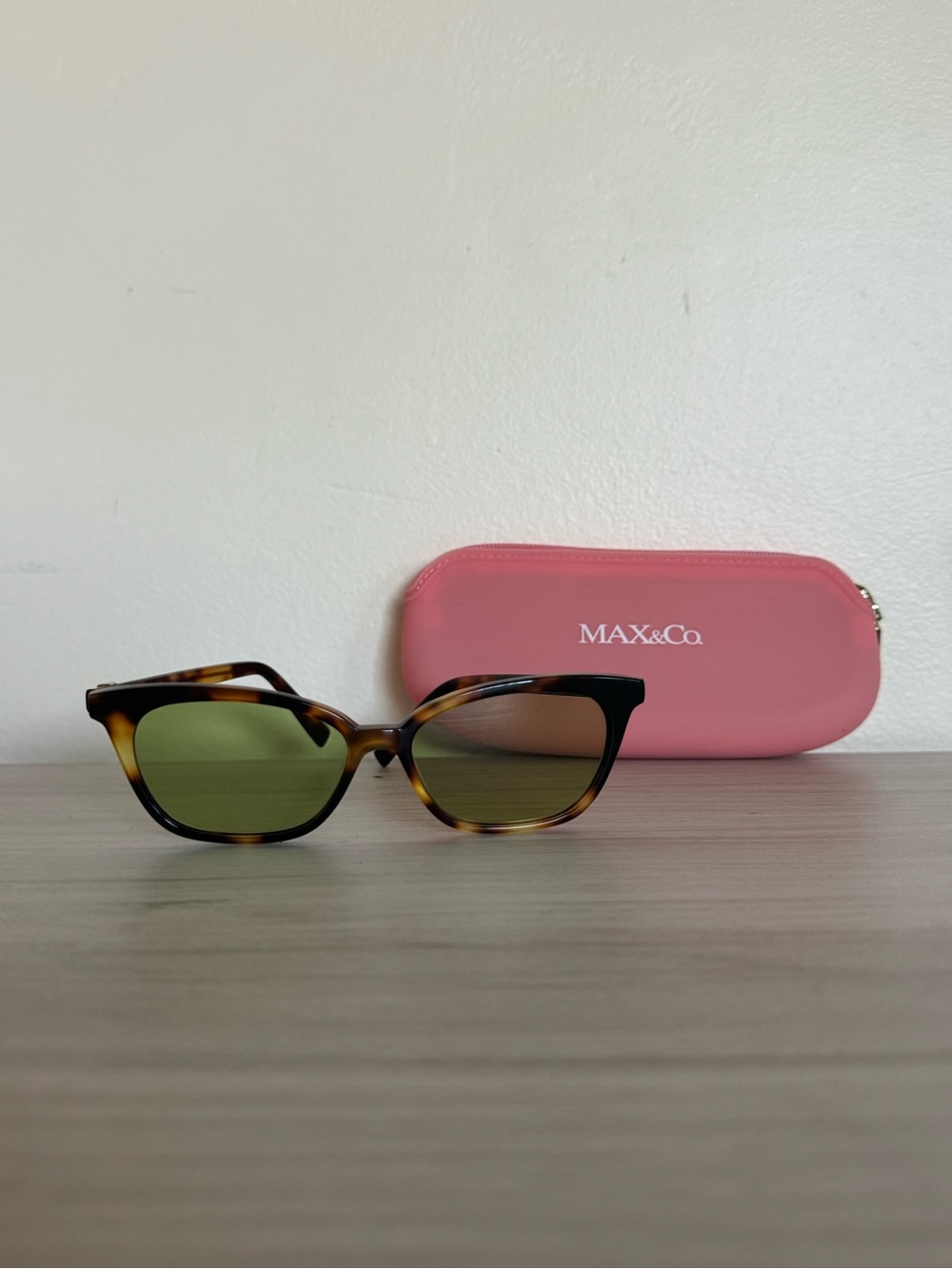 Max & Co. Tortoiseshell Cat-Eye Sunglasses with Green Lenses